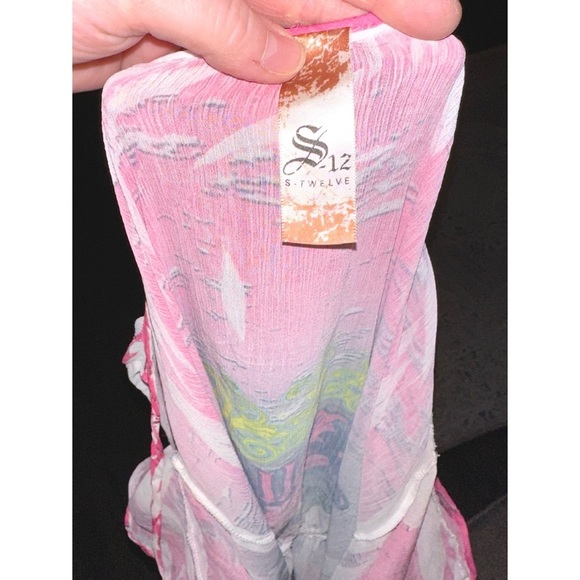 S-Twelve colorful tunic top with peek a boo sleeves - Picture 3 of 4